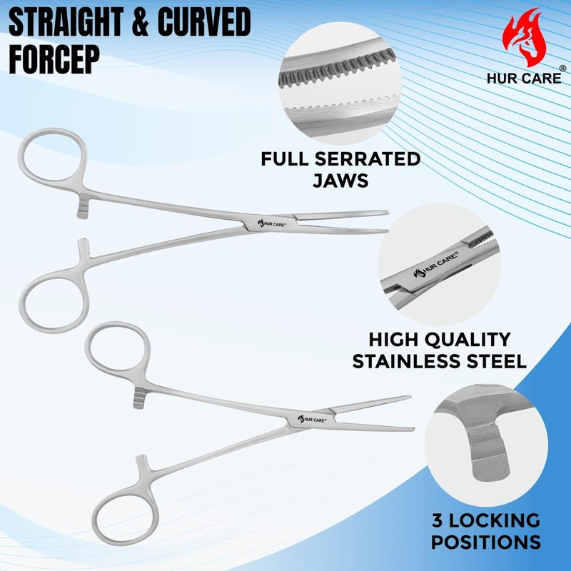 2 Pcs Stainless Steel Self-Locking Fishing Forceps Locking Pliers Piercing
