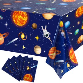 Sumind Space Tablecloth Decorations, Plastic Solar System Table Cover Planet Design for Kids Space Theme Birthday Party Decorations and Supplies, 54 x 108 '' (6 Pieces)