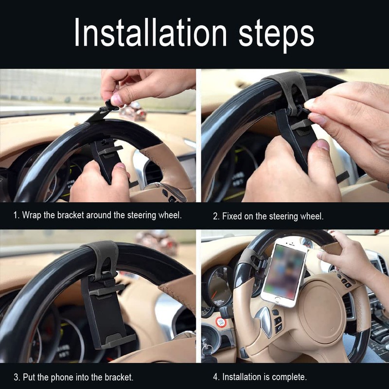 HAOBO Car Phone Holder - Adjustable Car Cradle, Steering Wheel