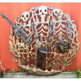 Music Band, Skeleton Decor, Wall Hanging Art, Day of the Dead, Unique One of a Kind, 23 In Handmade in Haiti