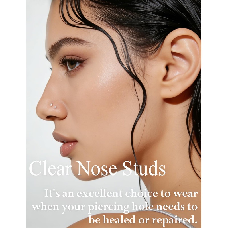 Eakxnig Clear Nose Studs Retainers for Work - Transparent Bioflex