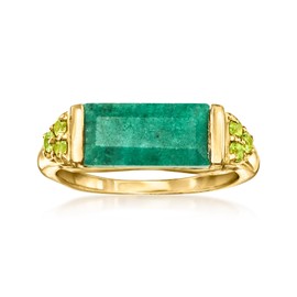 Ross-Simons 5.50 Carat Emerald and .60 ct. t.w. Peridot Ring in 18kt Gold Over Sterling. Size 6