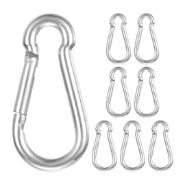 M METERXITY 8-Pack Spring Snap Hooks, M5 304 Stainless Steel 1.97 Inch Quick Link Snap Hooks for Keychain Clip/Hammock/Hiking, D Ring Shape Snap Clip Trigger Buckle Rust-Free Clips