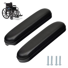 HMZ Full Length Padded Armrest Black 10-1/4" Long Wheelchair and Transport Chair arm Cushions, Black (1 Pair) Compatible with All Brands(10-1/4")