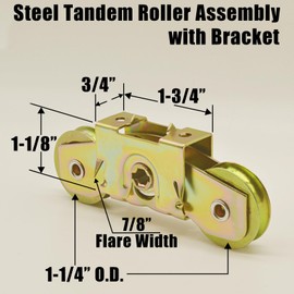Patio Sliding Door Rollers Replacement Assembly Fits Andersen Gliding Glass Door Roller Part #1997061 (1982 to P), 1-1/4" Tandem Steel Ball Bearing Wheels, 2 Pack