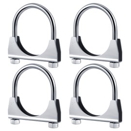 Datanly 4 Pcs 2" Exhaust Clamp Heavy Duty U-bolt Exhaust Clamp - Saddle Design Muffler Pipe Connector, Tip Hook Clip, Galvanized Iron, Fits 2" Od Pipes