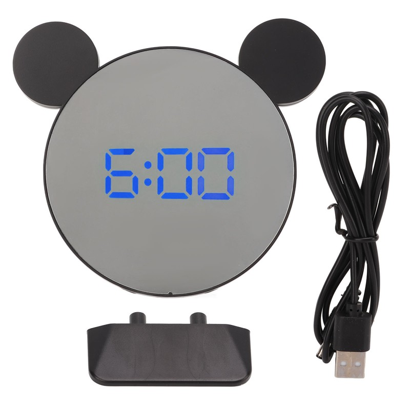 Mirror Alarm Clock 2 Level Brightness Adjustment Ear Design LED