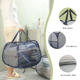 Zhaiye Collapsible Laundry Baskets 2Pack 90L Large Capacity Mesh Pop Up Laundry Hamper with Reinforced Carry Handles Foldable Laundry Basket for Laundry Room, Bathroom, Kids Room, College Dorm