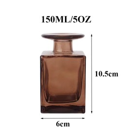 150ML/5OZ Square Glass Diffuser Bottles Empty Decorative Bottle Refillable Aromatherapy Container Fragrance Accessories for Home and Office(Brown)
