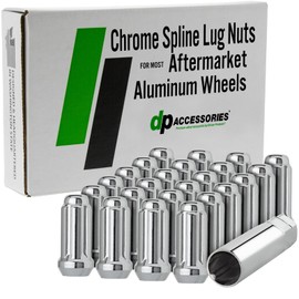 DPAccessories Lug Nuts Compatible with 2009-2014 Ford F-150 | Chrome Spline Style | Aftermarket Aluminum Wheels Only | Set of 24 Wheel Nuts & 1 Tool | DFOF1512A-CH/1