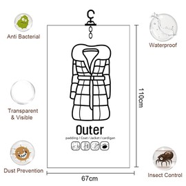 Hanging Vacuum Storage Bag Space, Space Saver Bag, Vacuum Storage Bags for Clothes, 1 Pack 67 * 110 CM, Closet Organizer Space Saver, with Air Hand Pump, for Suits, Jackets or Dresses