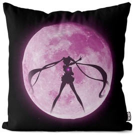 VOID Mondzauber Cushion Cover Polyester Waterproof Outdoor Indoor Sailor Moonstone Moon Luna Bunny Mars Anime Cushion Size: 40 x 40 cm Cushion Colour: Black