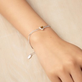 Philip Jones Tigers Eye Heart Gemstone Bracelet Created with Zircondia® Crystals