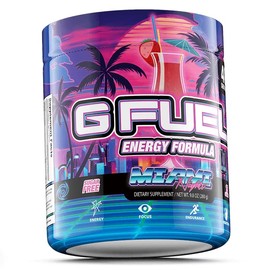 G Fuel Miami Nights Energy Drink Powder, Pre Workout Caffeine Mix for Gaming, Sugar Free Focus Amino, Vitamin + Antioxidants, 9.9oz (Strawberry Pina Colada, 40 Servings)