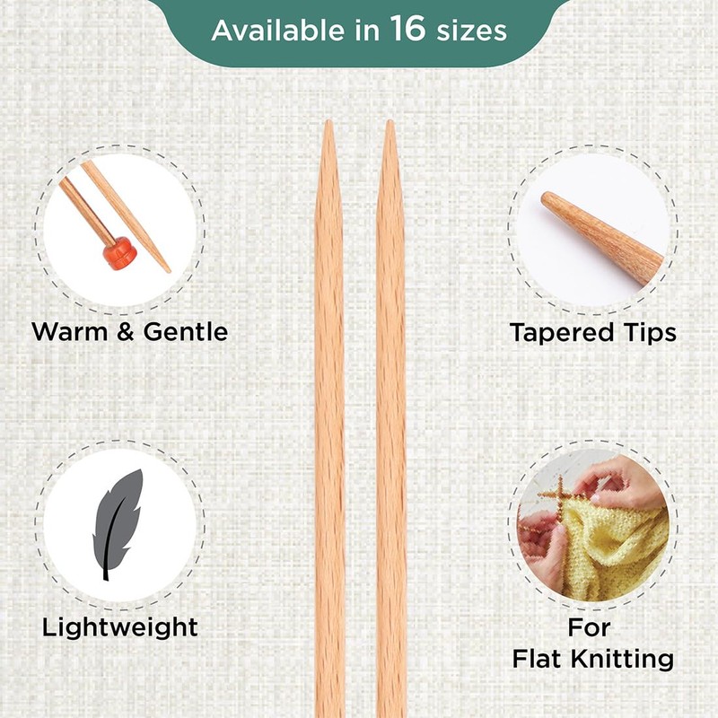 KnitPro Basix Beech Single Pointed Needles 12" (30cm) | 5.00mm
