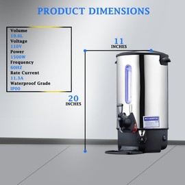 WYDDDARY Commercial Electric Kettle Warmer Stainless Steel Hot Water Dispenser Hot Water Boiler And Warmer with Faucet Quick-Temp or Boil for Tea Coffee 1500W 19.6 Liter Capacity