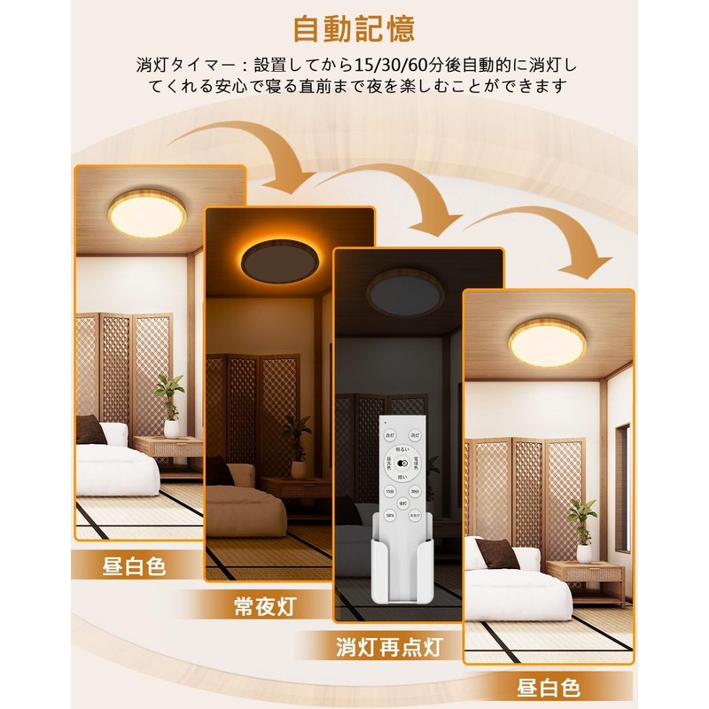 Coizabera LED Ceiling Light, 96-129 sq ft (6-8 tatami mats),