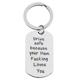 Son daughter gift from mom gifts for son daughters from mothers drive safe i need you here with me keychain