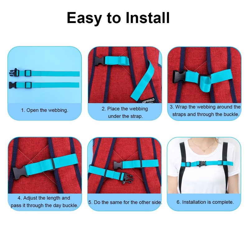 Ruayia Pack of 2 Adjustable Chest Strap Backpack Kids, Chest