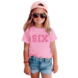 GLIGLITTR Girl Birthday Shirt 5th 6th 7th 8th 9th 10th Birthday Girl T-Shirt Kid Bday Party Outfit Embroidery Shirt Top 5-10Y(Pink,6Y)