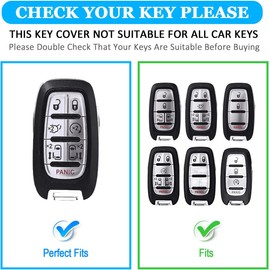 Key Fob Cover fit for Chrysler Pacifica, 7 Button for 2017-2025 Touring, Pinnacle, Limited, Voyager, 2020 Proximity, Smart Key Fob Replacement 68217832AC, 68217832AB, M3N-97395900 (Black, Golden Edge)