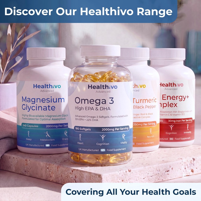 Healthivo® Omega 3 Fish Oil High-Strength 2000mg, UK Made -