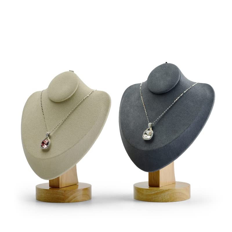Oirlv Solid Wooden Necklace Display Bust Premium Necklace Display Stand