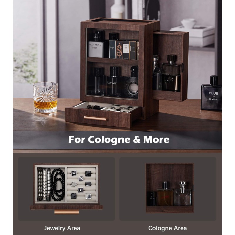 Homde Cologne Storage Organizer with Drawer - Men's Cologne Holder