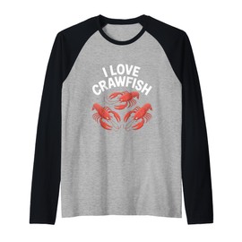 I Love Crawfish Crustacean Delight Raglan Baseball Tee