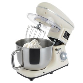 Treliamd Stand Mixer,6-Speed Tilt-Head Food Mixer, Kitchen Electric Mixer with Dough Hook, Wire Whip & Beater (6.5QT, White)