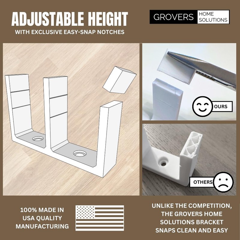 5-Pack - Universal Adjustable Height Sliding Closet Door Floor Guide