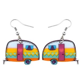 Bonsny Acrylic Drop Dangle Cartoon Funny Camper Van's Camping Car Earrings Jewellery for Women Girls Children, Acrylic, No Gemstone