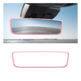 Sylvil Car Rear View Mirror Protector Frame, Silicone Auto Rearview Mirror Protection Cover Compatible with Model 3/ Y, Interior Rear View Decoration Trim Frame, Car Accessories (Pink)