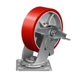 ASOMWLS 6" X 2" Caster Wheels, Heavy Duty Casters with Roller Bearing, Each Polyurethane Industrial Swivel Casters Load 1200lbs Use for Platform Truck Cart Workbenches (1 Brake)