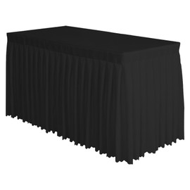 Surmente 10 Pack Black Table Skirt, 14ft Polyester Tablecloth for Weddings, Banquets, or Restaurants