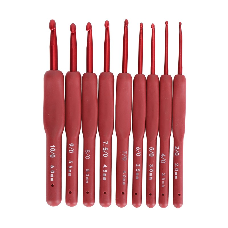 9Pcs Crochet Hook Set Aluminum Body Silicone Wrapped Handle 2