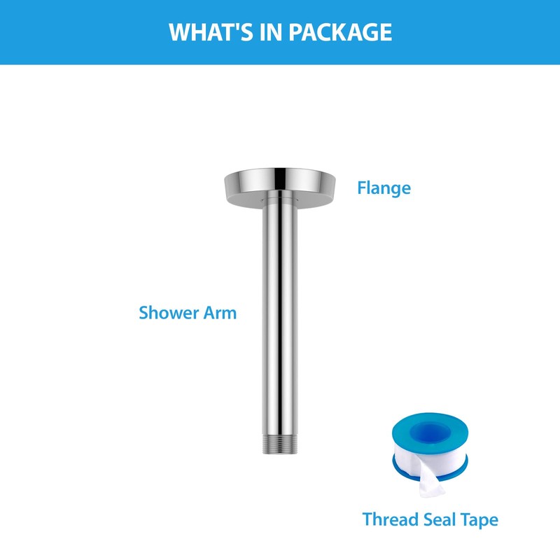 Lordear Shower Arm 6 Inch Chrome Ceiling Mount Shower Arm