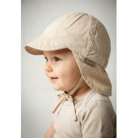 Sterntaler Peaked Cap, Basic, Unisex Baby/Children's Hat with Neck Protection, Ear Flaps, Tie Band, UV Protection 50+, Made of Poplin (Organic), Summer Headgear, Ice Green, beige, 41