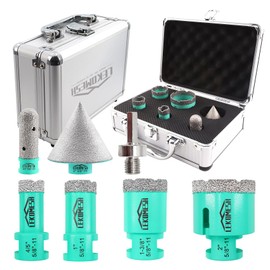 LEKOMESH Diamond Core Drill Bits Set 6pcs Tile Hole Saw Kit for Porcelain Tile Ceramic Marble Brick Concrete with 5/8-11 Thread(20/25/35/50/20mm+20mm Finger Bit+50mm Beveling Chamfer Bit)