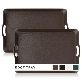 Large Boot Tray for Entryway, 20.47"x13.38" Heavy Duty Boot Mat Tray 2 Packs, Waterproof Plastic Shoe Mat with Dual Ear Handle, Indoor/Outdoor Multi-Purpose Mats for Shoes, Garden, Pets