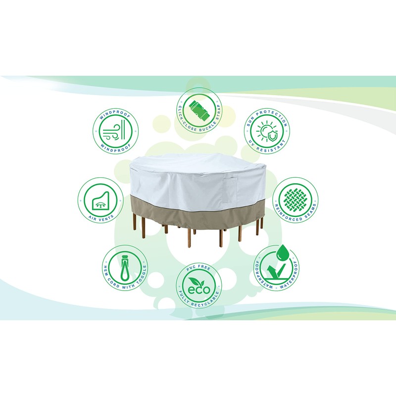 [monsoon] Medium 96 in. Round Patio Table with Chairs Cover