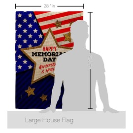 Ornament Collection Honor Memorial Burlap House Flag Eagle Set Patriotic Day Armed Forces Military Veteran United State American Decoration Banner Small Garden Yard Gift Double-Sided, Made in USA