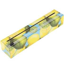 Chicwrap Lemon Refillable Plastic Wrap Dispenser - Includes One 12" x 250' Roll of Professional Grade Plastic Wrap - BPA Free and Kosher Certified - Reusable Dispenser w/Slide Cutter