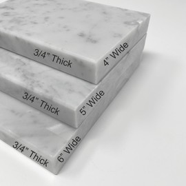 Italian Bianco Carrara Marble Window Sill, Threshold, Shower Curb, Marble Transition Piece Polished 4", 5", 6" Wide Up to 60" Long (White Carrara, 4" x 24")
