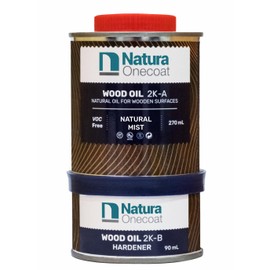 Natura Onecoat 2 Component Wood Stain Oil, 360 mL (12.17 fl oz), Natural Mist, Easy to Apply, Very Low Odor, Linseed Oil, Interior Furniture & Flooring, Dries Fast, VOC/Solvent Free, Hardwax Oil