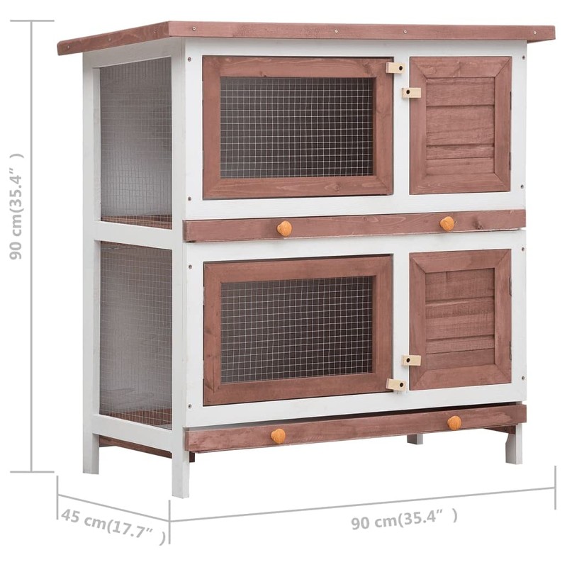 CHARMMA Outdoor Rabbit Hutch 4 Doors Brown Wood-Brown-12.9KG