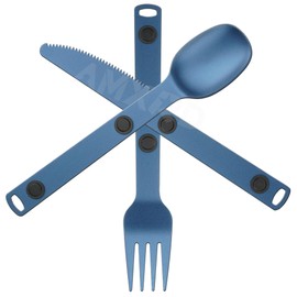 Magnetic Camping Utensils Set, Portable & Reusable Metal Travel Flatware, Camping Cutlery Set, Knife, Fork & Spoon, Blue