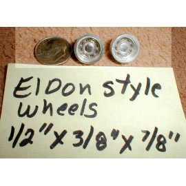Eldon 1 Pair Eldon Slot Car Chrome Wheels 1/2" X 3/8" X 3/16" for  1/32nd scale NOS