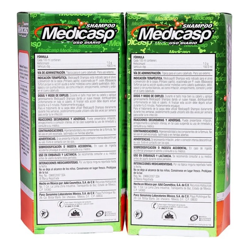 Medicasp 2 Pack Shampoo Anti-Caspa. 2 Botellas Con 260ml.