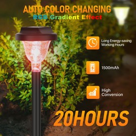 SIATOM LIGHTING Bright Solar Pathway Lights 10 Pack, RGB Color Changing Solar Lights Outdoor Waterproof IP65 LED Solar Path Lights, Solar Powered Garden Lights for Walkway Yard Lawn Landscape Decor